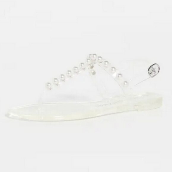 💕STUART WEITZMAN💕 Goldie Jelly Sandal Thong ~ Clear Pearl Embellishments 12 - Picture 3 of 15